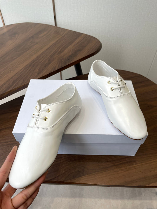 Celine Ballet Lace-Up Shoe White Lambskin 790670