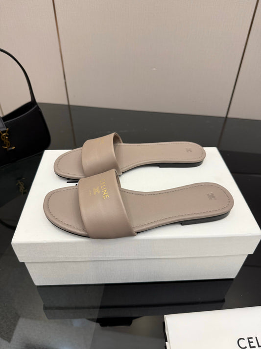 Celine Coast Mule Taupe Calfskin 725655