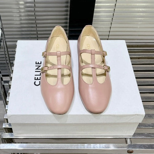 FLAT SANDALS WITH DOUBLE STRAP-DESIGN LEATHER ROSE PINK