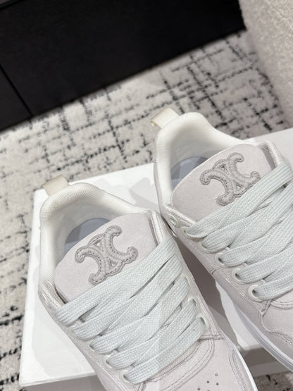 CELINE 25C Huntington Low Top Sneaker White Suede 232344