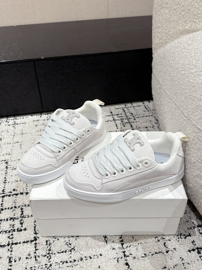 CELINE 25C Huntington Low Top Sneaker White Suede 232344