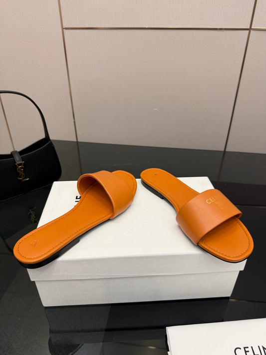 Celine Coast Mule Orange Calfskin 725654