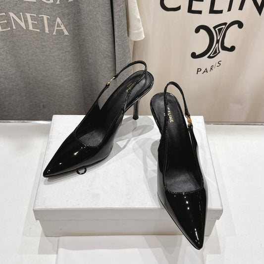 Celine 25C Slingback Pump Black Patent Leather 236769