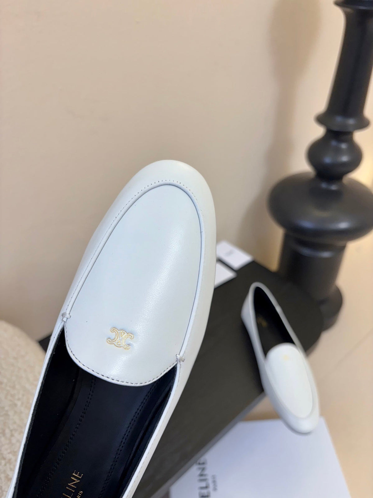 Celine Aura Loafer White Goatskin 606415