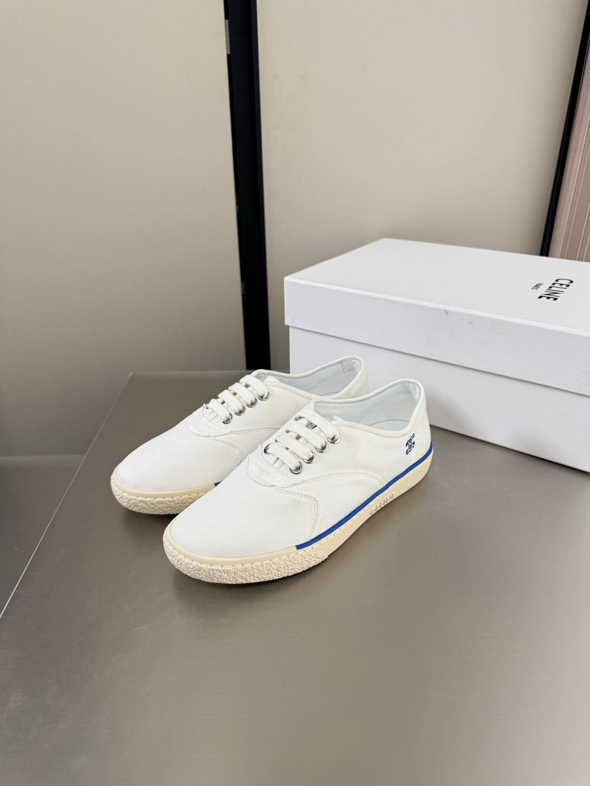 Celin 26s Alan Sneaker White Canvas And Suede Calfskin 929845