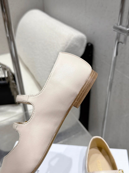 Celine 25 Ballet Flat Beige Cowhide 554202